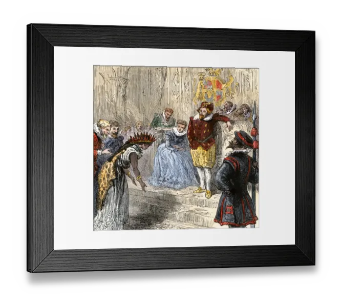 Framed Print : Pocahontas in England presented to King James I Framed Print : Pocahontas in England presented to King James I