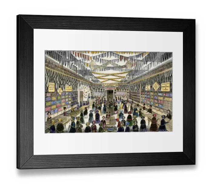 Framed Print : Dry-goods store in Boston, 1850s