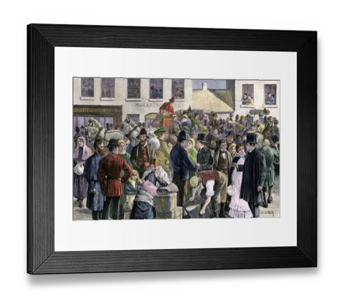 Framed Print : Irish emigrants saying goodbye to family and friends at Clifden Framed Print : Irish emigrants saying goodbye to family and friends at Clifden