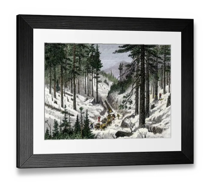 Framed Print : Early logging in the White Mountains of Maine or New Hampshire Framed Print : Early logging in the White Mountains of Maine or New Hampshire