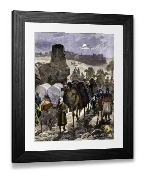 Framed Print : Trade caravans on the Silk Road Framed Print : Trade caravans on the Silk Road