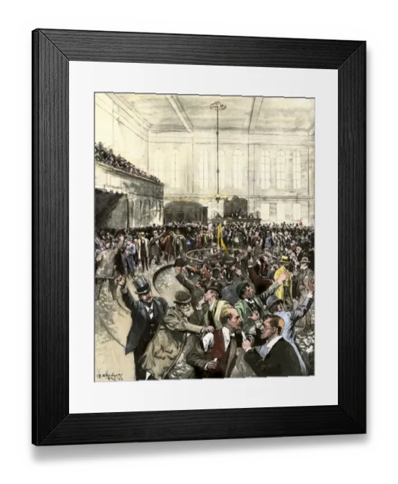 Framed Print : Pandemonium in the New York Gold Room on Black Friday Framed Print : Pandemonium in the New York Gold Room on Black Friday