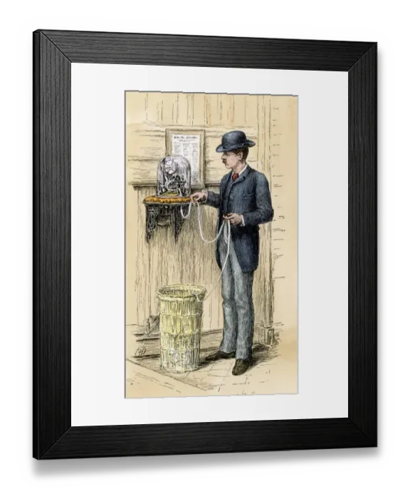 Framed Print : Stock ticker telegraph, NYSE, 1880s