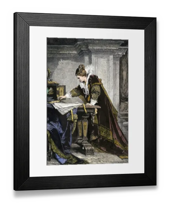 Framed Print : Elizabeth I signing the death warrant to execute Mary Framed Print : Elizabeth I signing the death warrant to execute Mary
