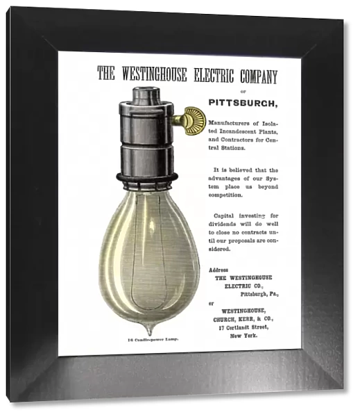 Westinghouse light bulb ad, 1886