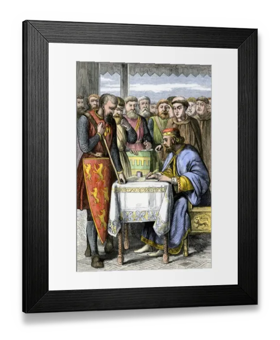 Framed Print : King John endorsing the Magna Carta, 1215