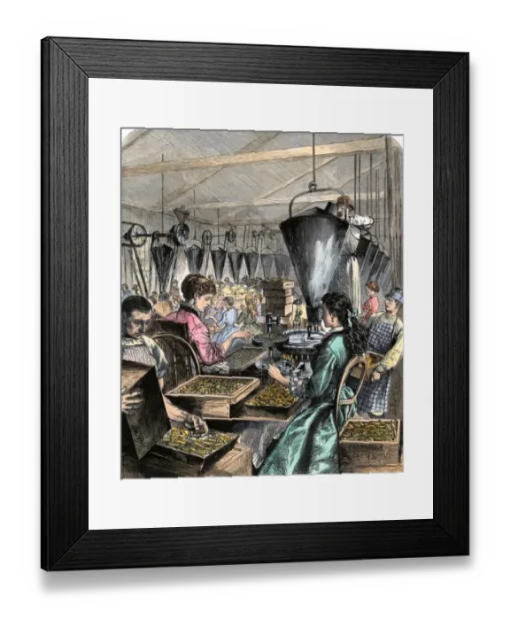 Framed Print : Factory workers making rifle cartridges