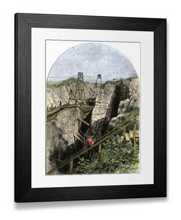 Framed Print : Michigan iron mine, 1800s