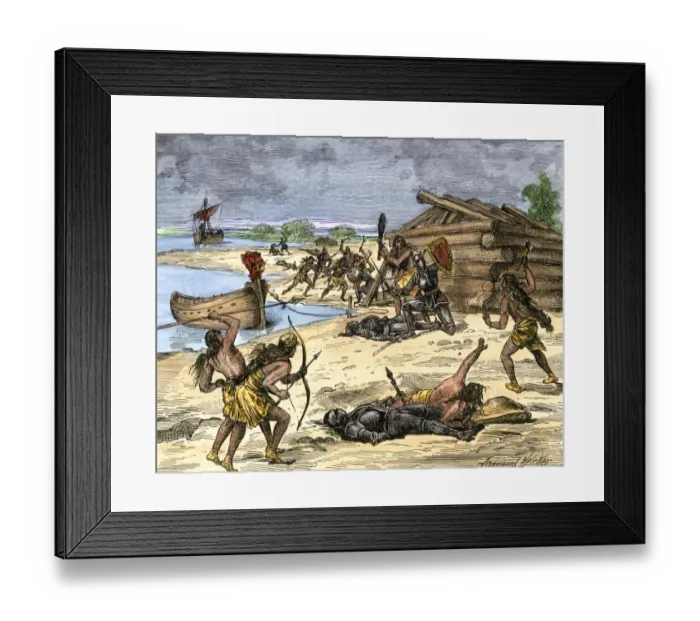 Framed Print : Norse settlers in battle with New World natives Framed Print : Norse settlers in battle with New World natives