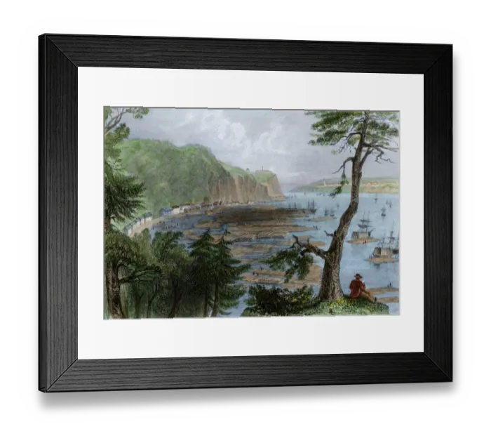 Framed Print : Timber ready to be shipped on the St Lawrence, 1850s Framed Print : Timber ready to be shipped on the St Lawrence, 1850s