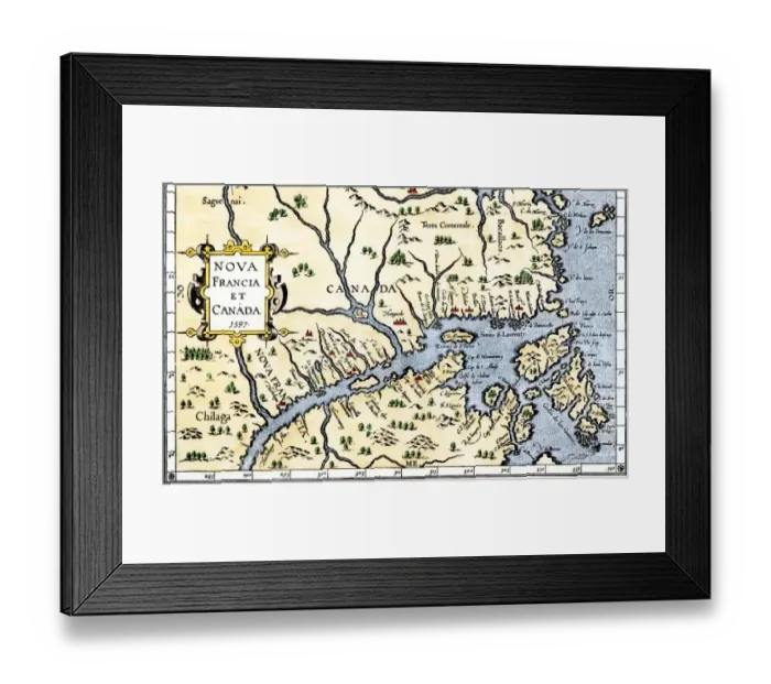 Framed Print : Map of New France and Canada, 1597