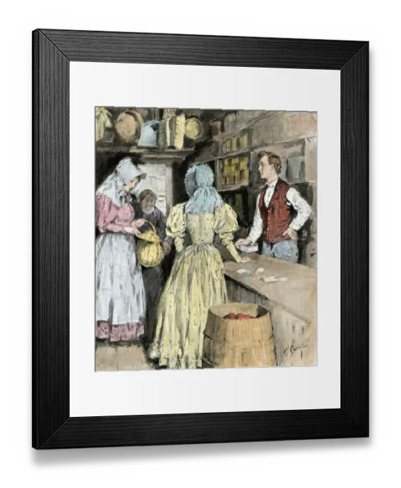Framed Print : Farm girl bringing a basket of eggs to sell to the country store Framed Print : Farm girl bringing a basket of eggs to sell to the country store