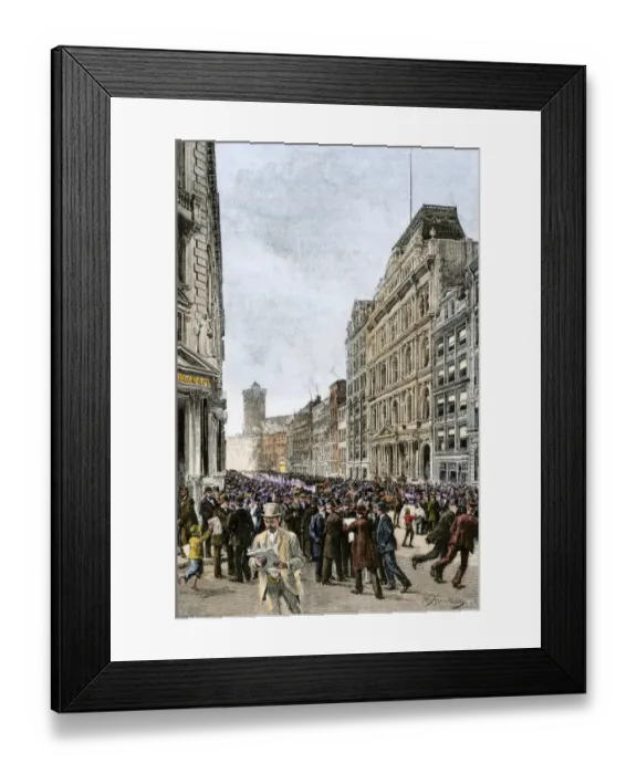 Framed Print : New York financial district during a crisis, 1800s Framed Print : New York financial district during a crisis, 1800s