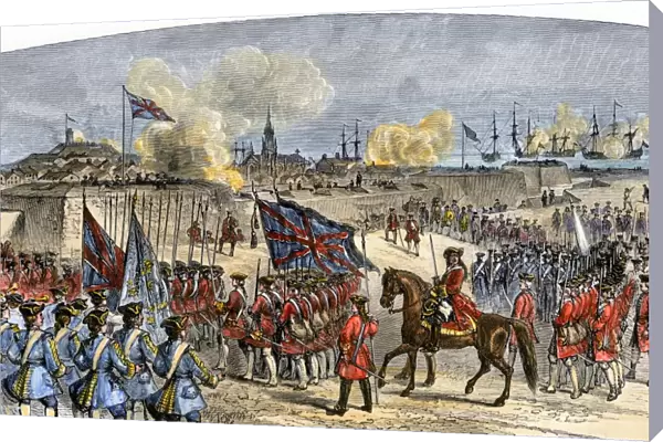 Louisbourg surrendered by the French in Canada, 1758