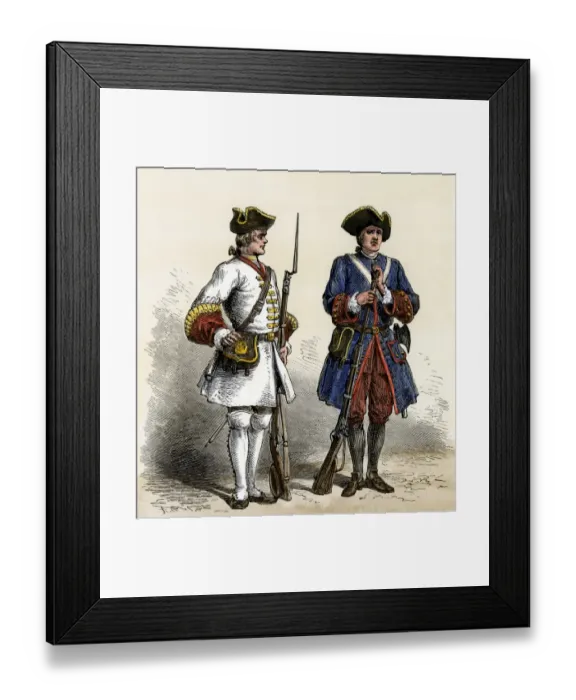 Framed Print : French soldiers in North America, early 1700s