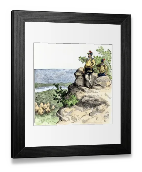 Framed Print : Jacques Cartier on the summit of Mont Real Framed Print : Jacques Cartier on the summit of Mont Real
