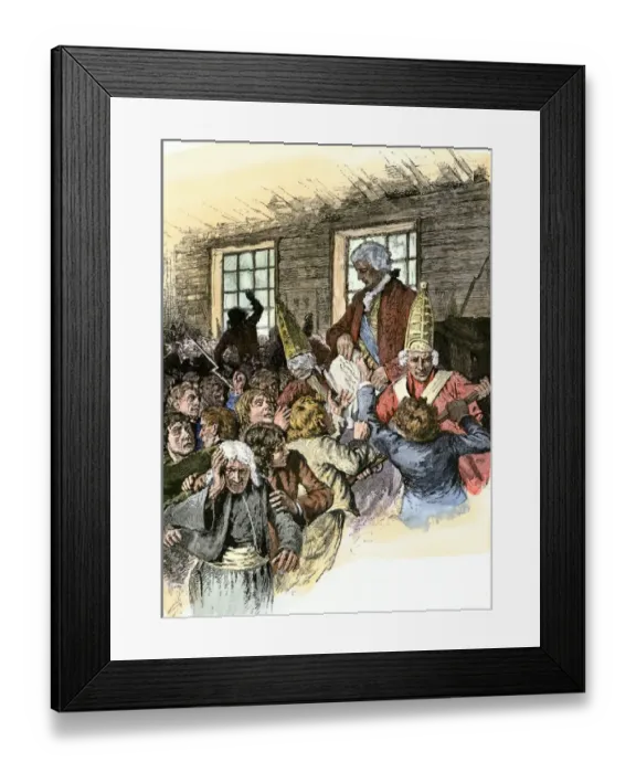 Framed Print : British official reading the Decree of Expulsion to Acadians in Canada Framed Print : British official reading the Decree of Expulsion to Acadians in Canada