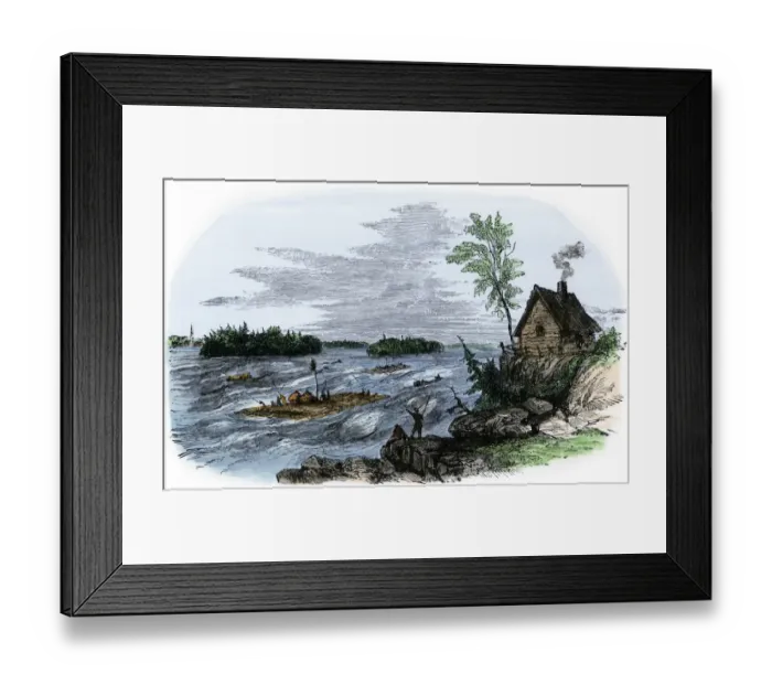 Framed Print : Raft transport on the St Lawrence River
