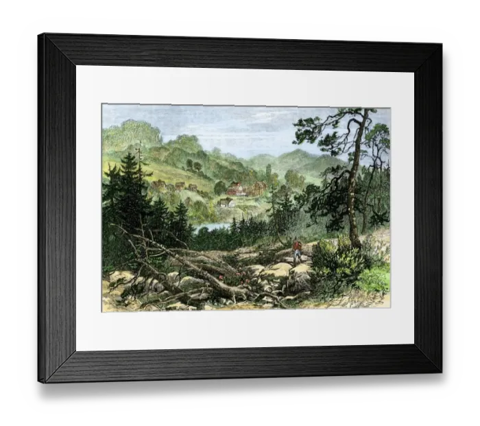 Framed Print : Pioneer settlement on the frontier in Canada Framed Print : Pioneer settlement on the frontier in Canada