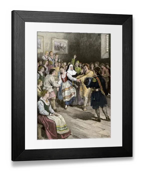 Framed Print : French-Canadians enjoying a dance in early Quebec Framed Print : French-Canadians enjoying a dance in early Quebec