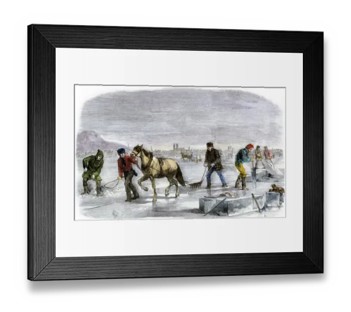 Framed Print : Ice-cutting in Quebec, 1850s Framed Print : Ice-cutting in Quebec, 1850s