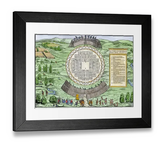 Framed Print : French colonists building fort at Hochelaga Framed Print : French colonists building fort at Hochelaga