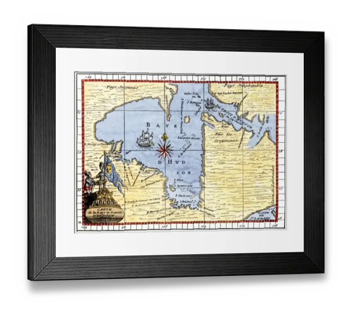 Framed Print : Map of Hudsons Bay, Canada Framed Print : Map of Hudsons Bay, Canada