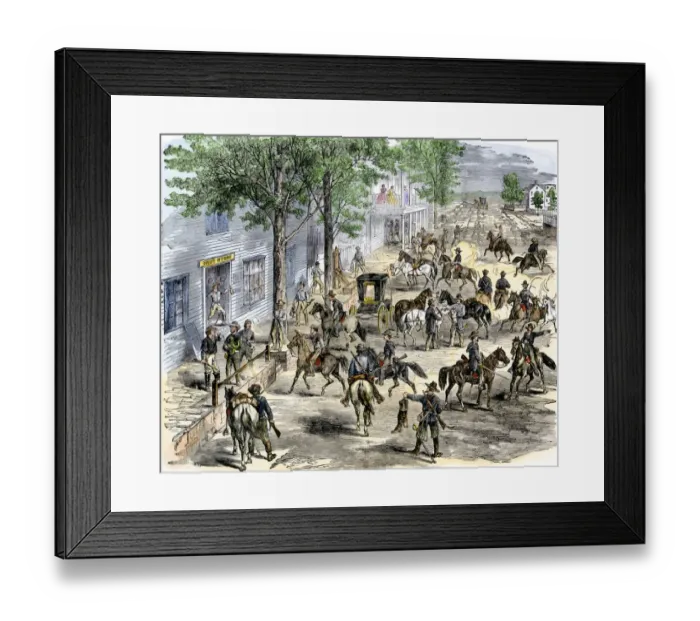 Framed Print : Confederate cavalry ransacking New Windsor Framed Print : Confederate cavalry ransacking New Windsor
