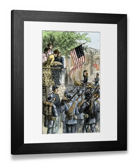 Framed Print : Union troops marching to battle in the US Civil War Framed Print : Union troops marching to battle in the US Civil War