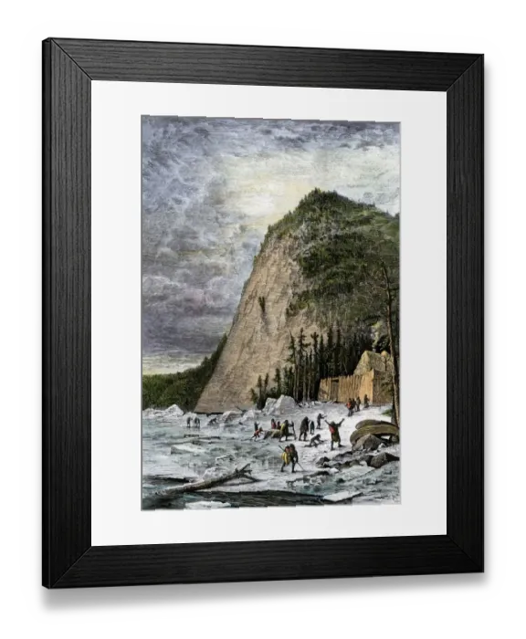 Framed Print : French fort at Quebec as a winter refuge, 1600s Framed Print : French fort at Quebec as a winter refuge, 1600s