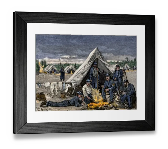Framed Print : Union soldiers at Camp Cameron, Civil War Framed Print : Union soldiers at Camp Cameron, Civil War