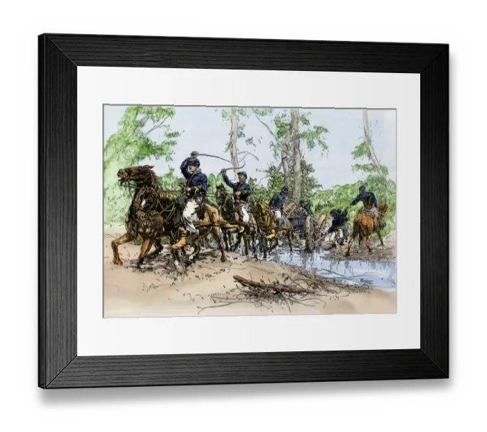 Framed Print : Union artillery brought to the Battle of Seven Pines, 1862 Framed Print : Union artillery brought to the Battle of Seven Pines, 1862