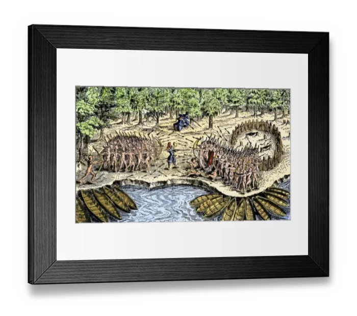 Framed Print : Samuel de Champlains defeat of the Iroquois at Lake Champlain Framed Print : Samuel de Champlains defeat of the Iroquois at Lake Champlain