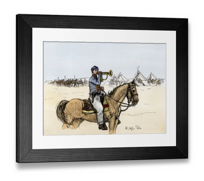 Framed Print : Union cavalry bugler, Civil War