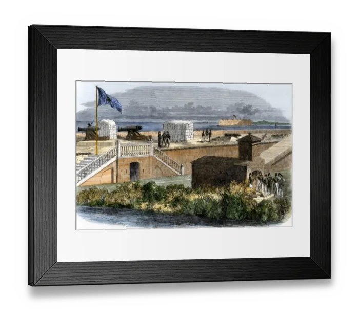 Framed Print : Fort Moultrie ready to fire on Fort Sumter, 1861 Framed Print : Fort Moultrie ready to fire on Fort Sumter, 1861