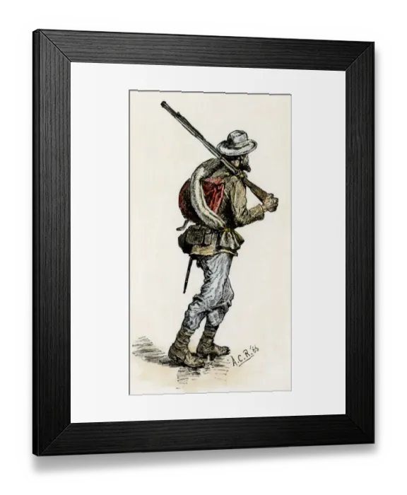 Framed Print : Confederate soldier on the march