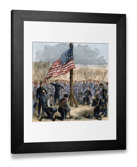 Framed Print : US flag over Fort Sumter before the attack, 1860