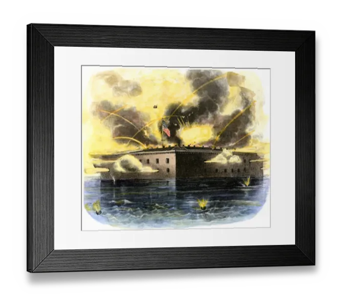 Framed Print : Confederate bombardment of Fort Sumter in Charleston harbor Framed Print : Confederate bombardment of Fort Sumter in Charleston harbor
