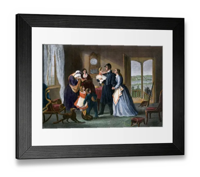 Framed Print : Union soldiers departure for war
