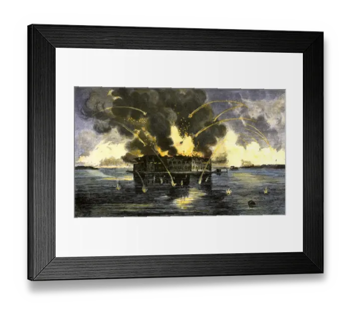 Framed Print : Confederate bombardment of Fort Sumter Framed Print : Confederate bombardment of Fort Sumter