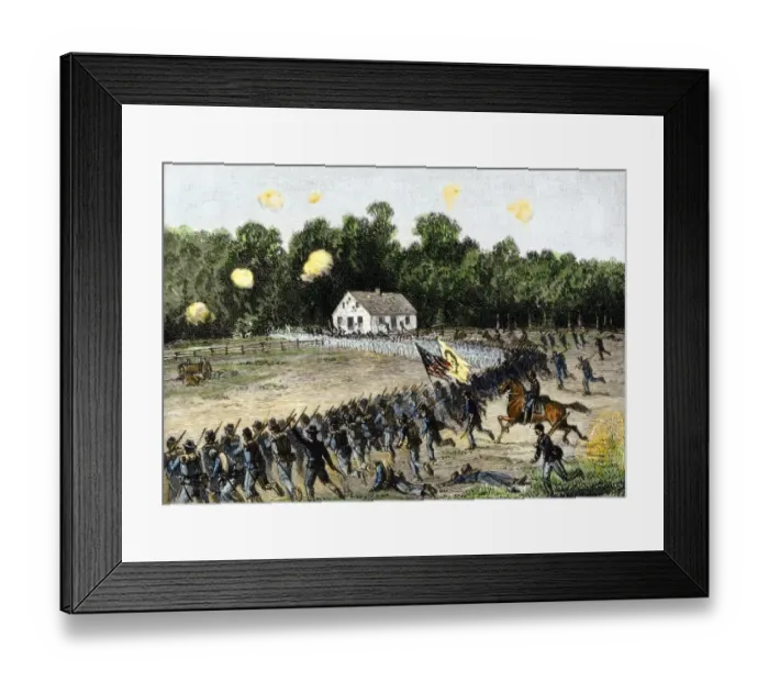 Framed Print : Irwins brigade charging the Confederate position at the Dunker Church Framed Print : Irwins brigade charging the Confederate position at the Dunker Church