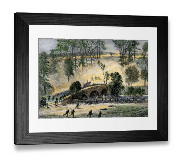 Framed Print : Battle of Antietam combat at Burnside Bridge, 1862 Framed Print : Battle of Antietam combat at Burnside Bridge, 1862