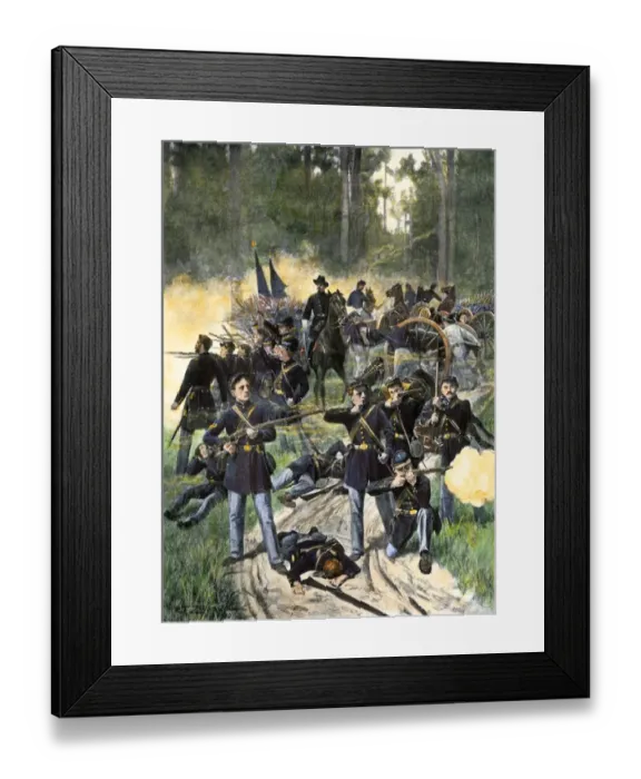 Framed Print : Union troops engaged at Gaines Mill Framed Print : Union troops engaged at Gaines Mill