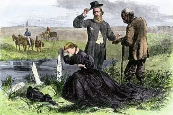 Confederate family mourning a fallen son, Civil War
