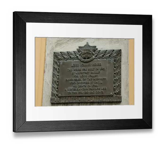 Framed Print : Memorial for Louis Joliets home in old Quebec Framed Print : Memorial for Louis Joliets home in old Quebec