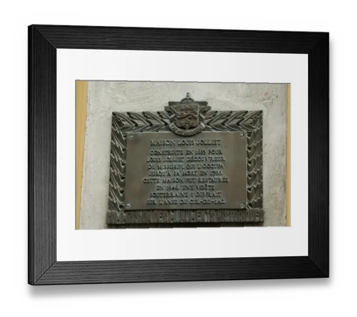 Framed Print : Memorial at Louis Joliets home in old Quebec Framed Print : Memorial at Louis Joliets home in old Quebec