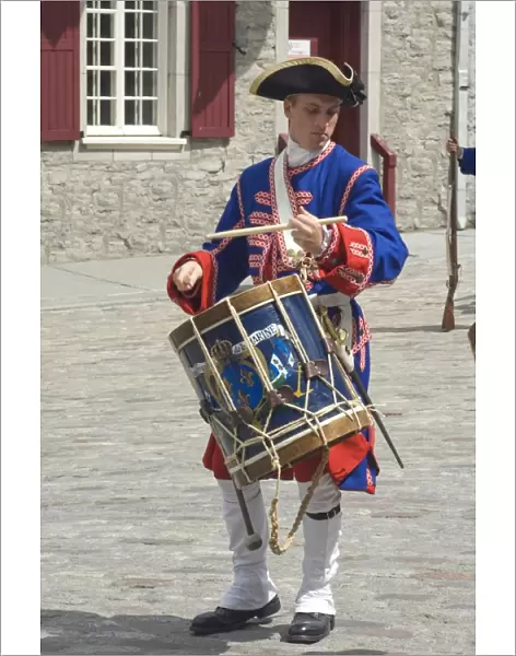 Drummer reenactor in old Quebec