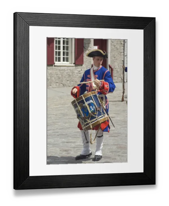 Framed Print : Drummer reenactor in old Quebec Framed Print : Drummer reenactor in old Quebec