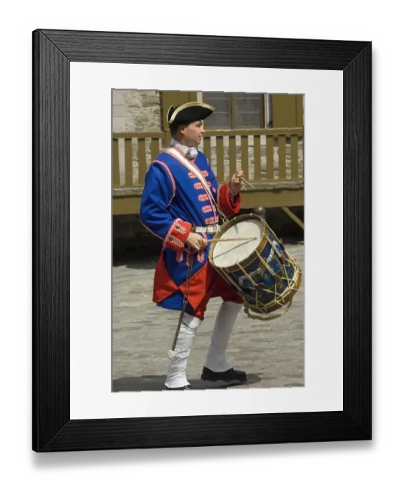 Framed Print : Drummer reenactor in olc Quebec Framed Print : Drummer reenactor in olc Quebec