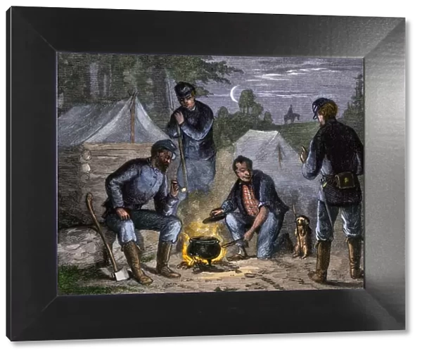 Union soldiers in camp, Civil War